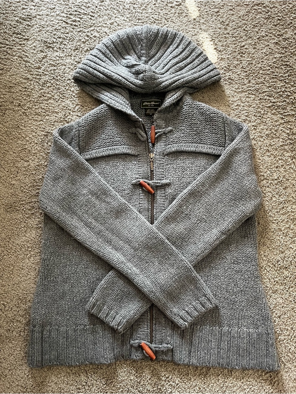 Eddie Bauer - Gray Hooded Toggle Sweater - Women's Size M